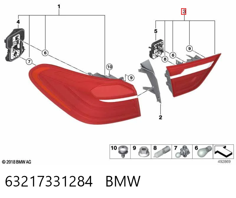 63217331284 BMW Фара задняя правая внутренняя