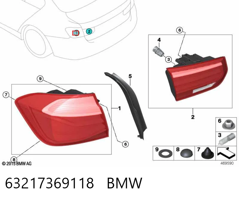 63217369118 BMW Задний правый внешний фонарь