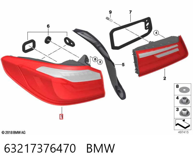 63217376470 BMW Задний правый внешний фонарь
