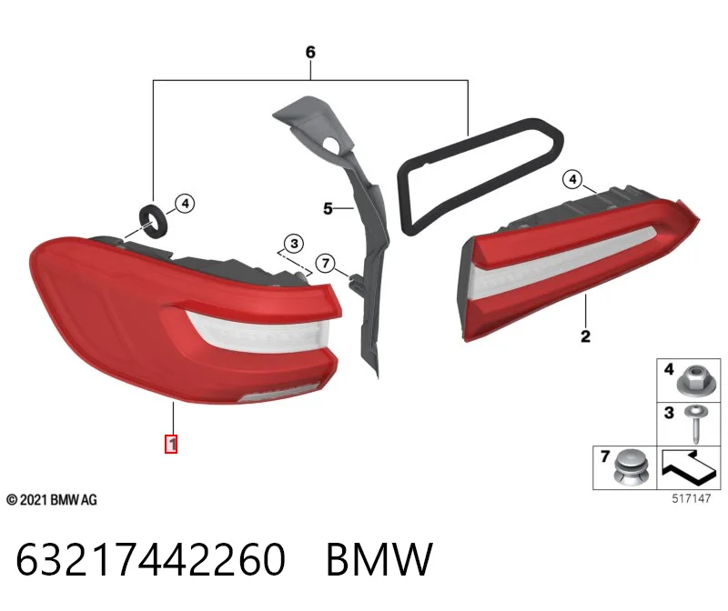 63217442260 BMW Задний правый внешний фонарь