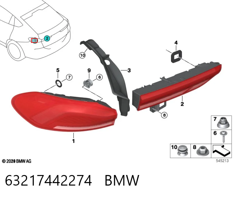 63217442274 BMW Задний правый внешний фонарь