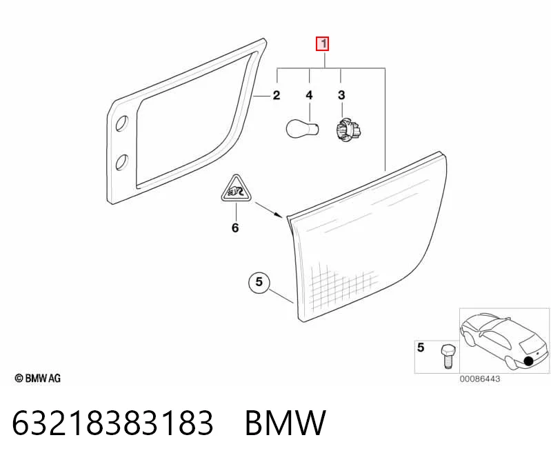 63218383183 BMW Задняя левая внутренняя фара