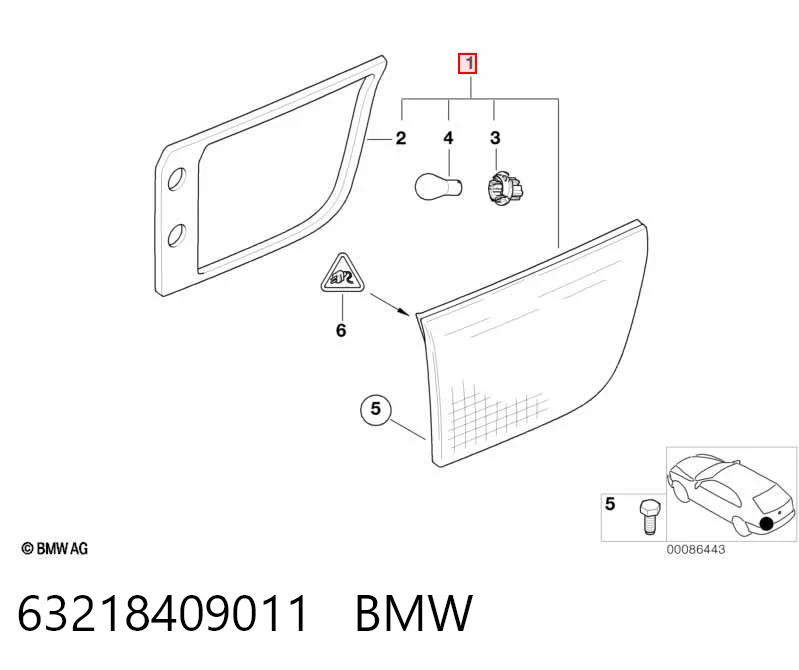 Фонарь задний левый, внутренний Polcar 2052872E цена, от 80.73 USD