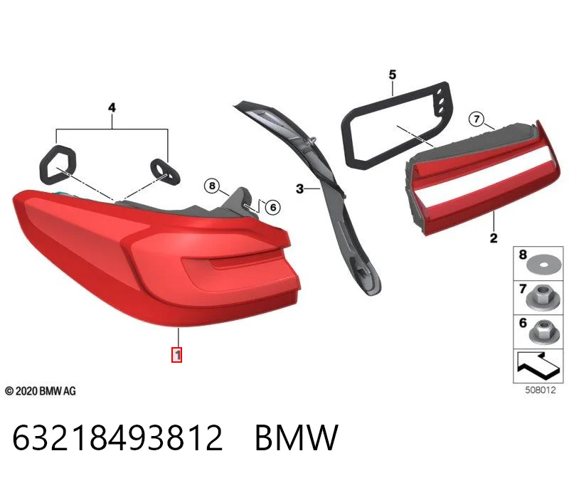 63218493812 BMW Задний правый внешний фонарь