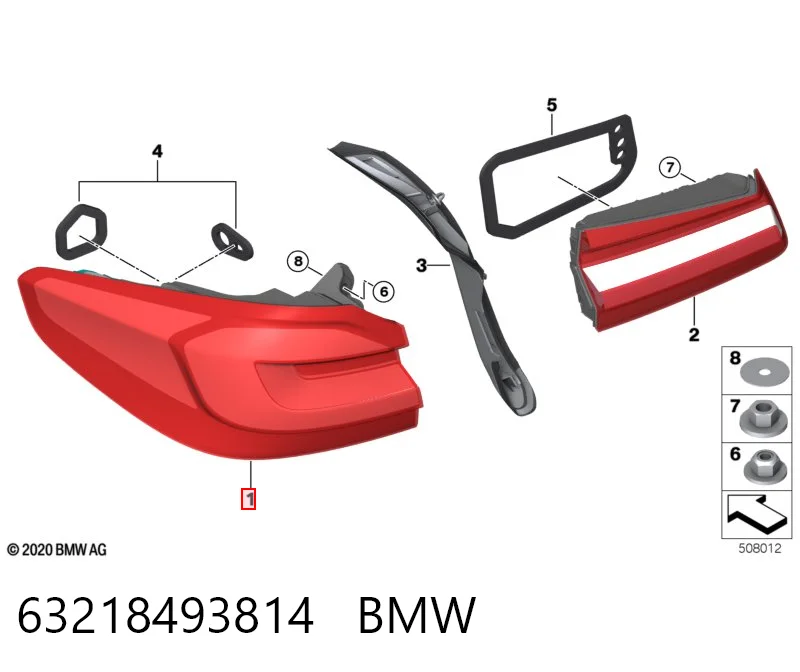 63218493814 BMW Задний правый внешний фонарь