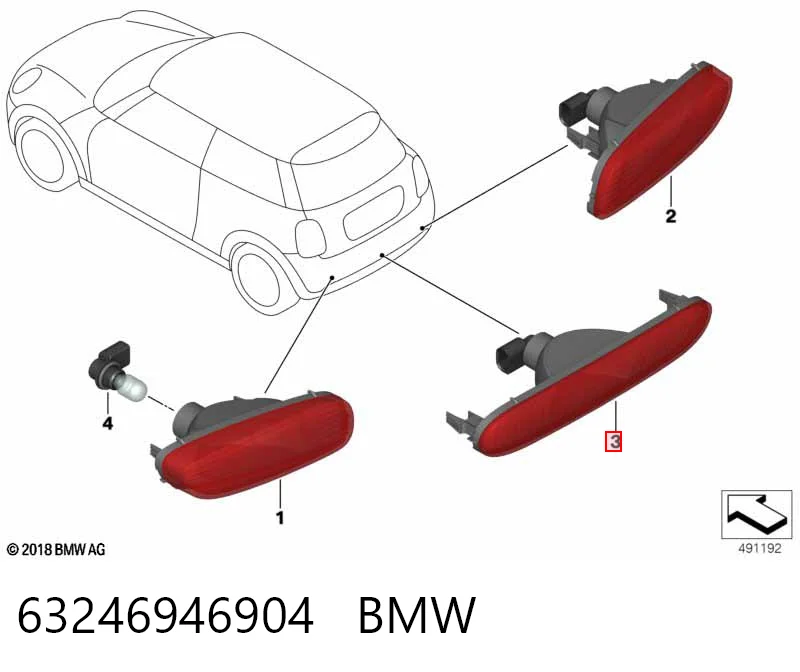 63246946904 BMW Фара противотуманная задняя