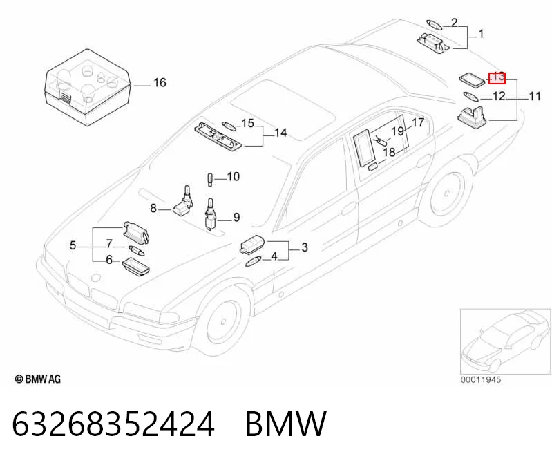 63268352424 BMW Фонарь освещения номера