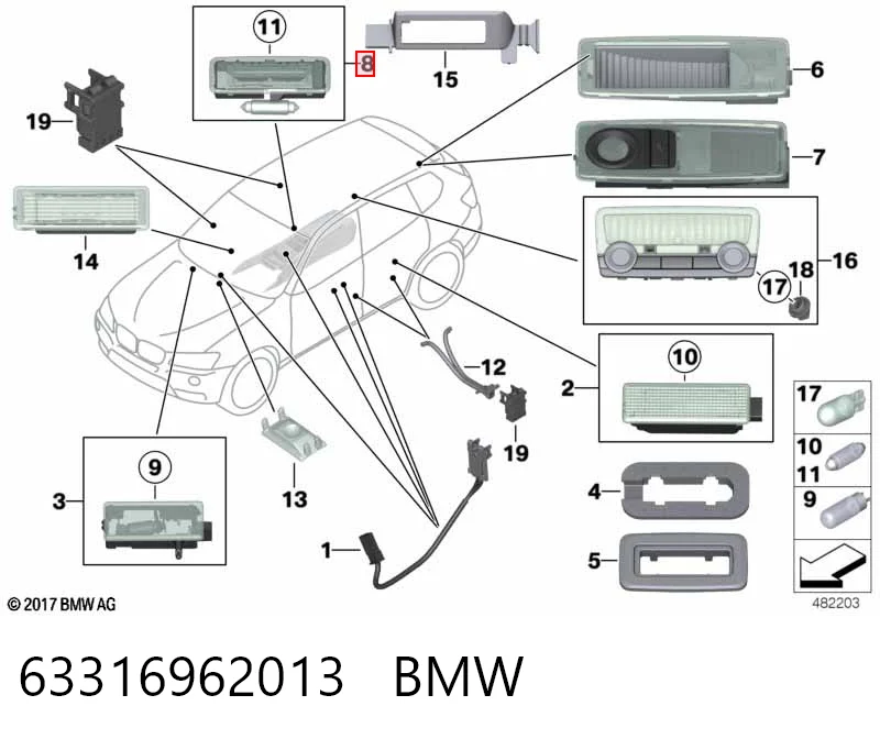 63316962013 BMW Дальний, ближний свет галогенн