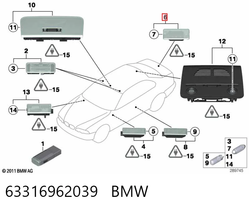 63316962039 BMW Лампочка освещения салона