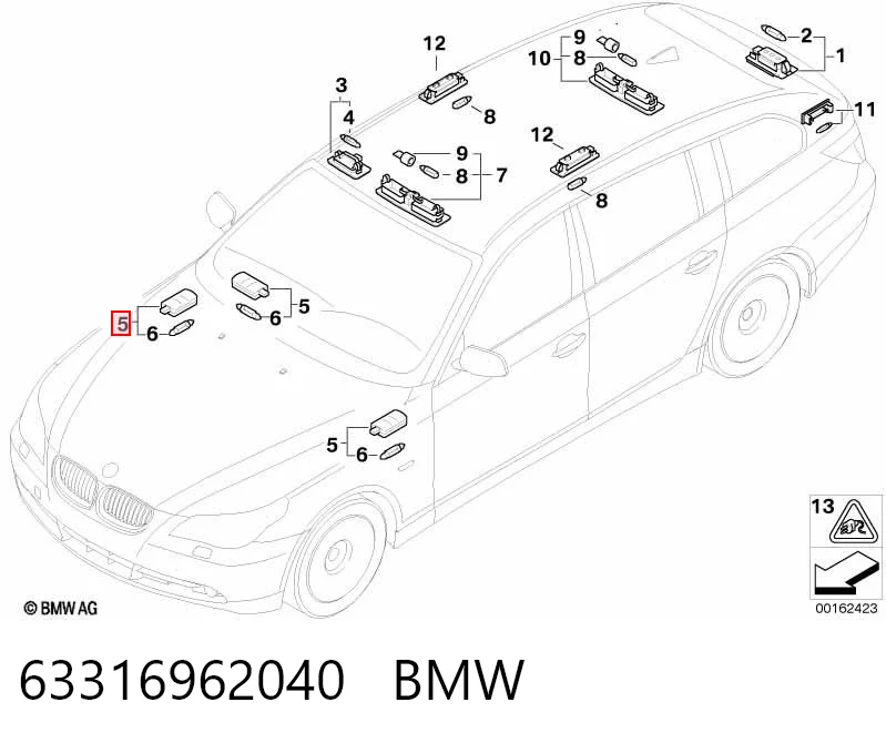 63316962040 BMW Лампочка освещения салона