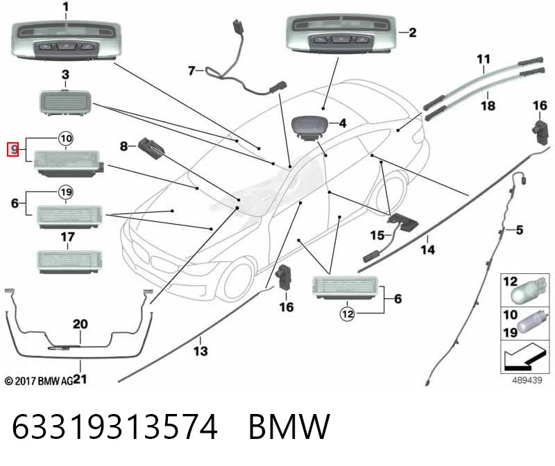 63319313574 BMW Лампа подсветки в двери, передней правой