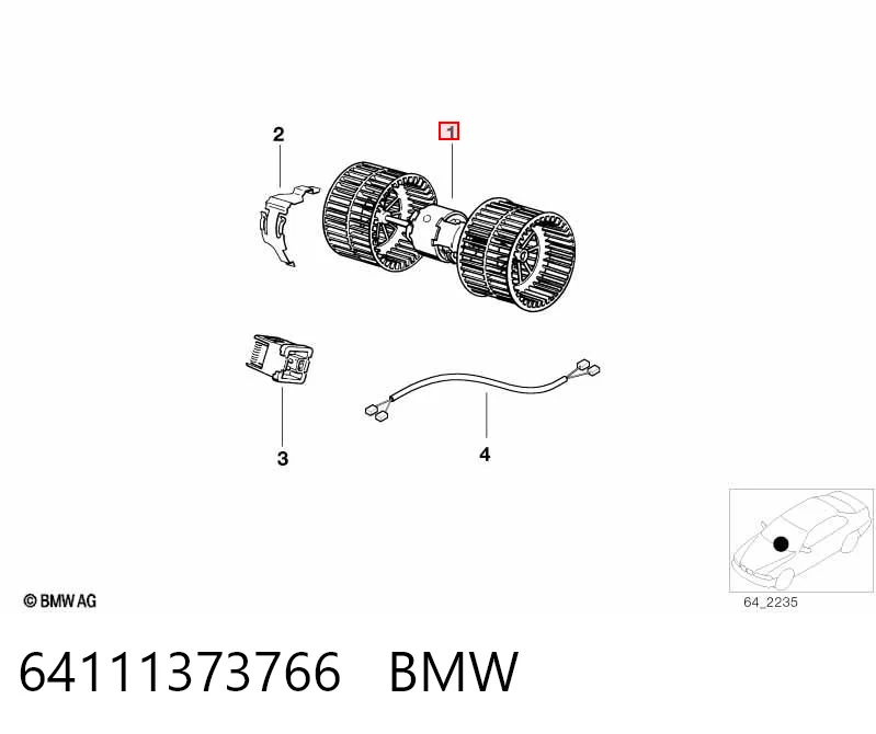 64111373766 BMW Электромотор печки