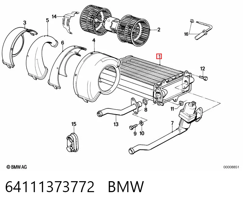 64111373772 BMW Радиатор отопителя салона