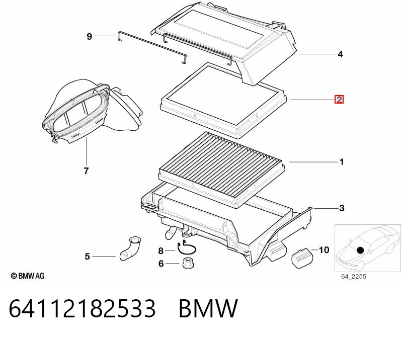 Фильтр салона BMW 64112182533