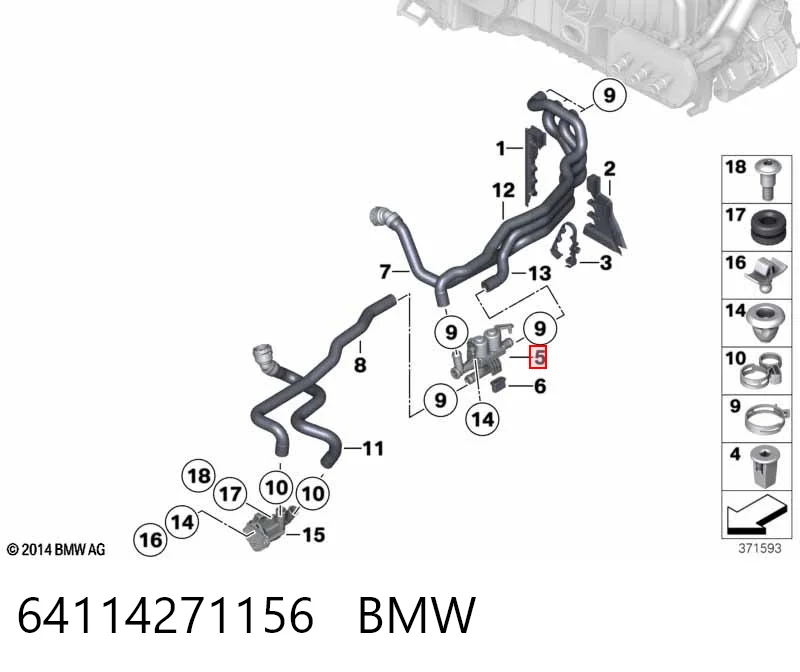 64114271156 BMW Кран системы отопления