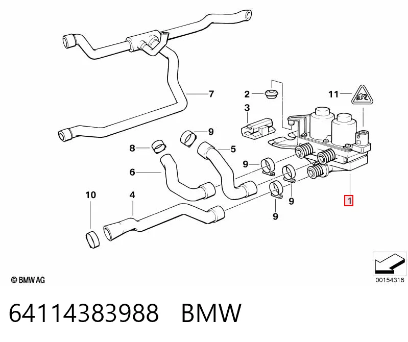 64114383988 BMW Кран системы отопления