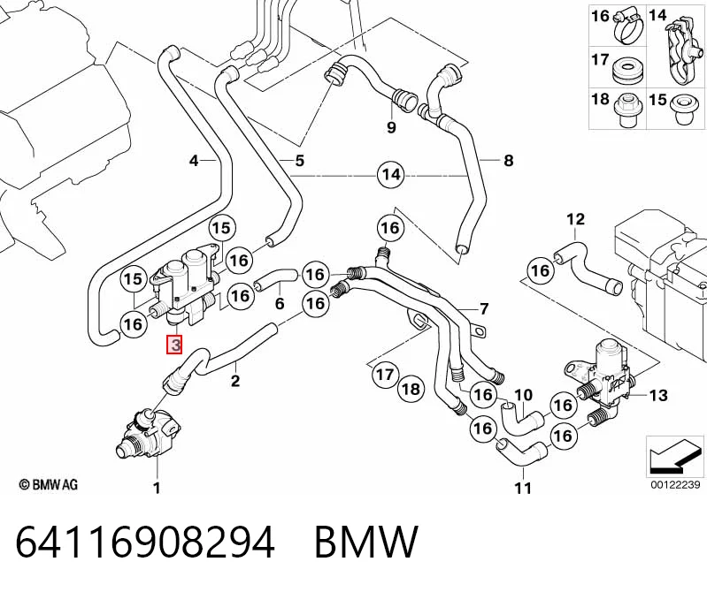 64116908294 BMW Кран системы отопления