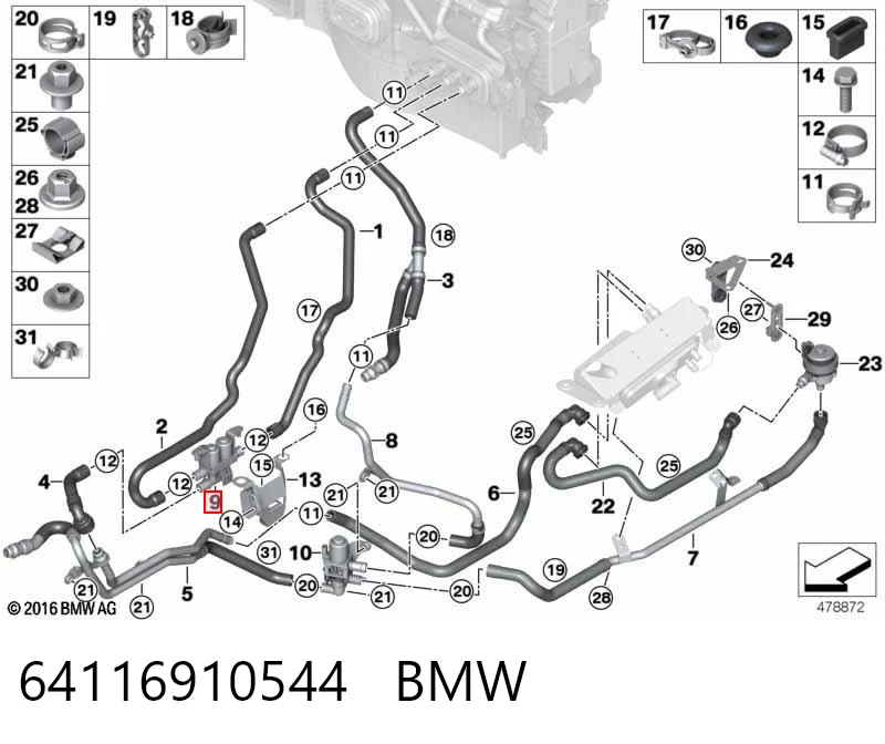 64116910544 BMW Кран системы отопления
