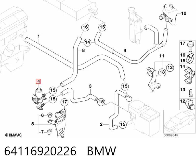 64116920226 BMW Кран системы отопления
