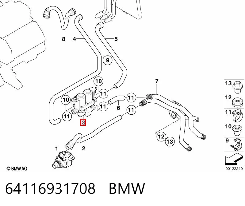 64116931708 BMW Кран системы отопления