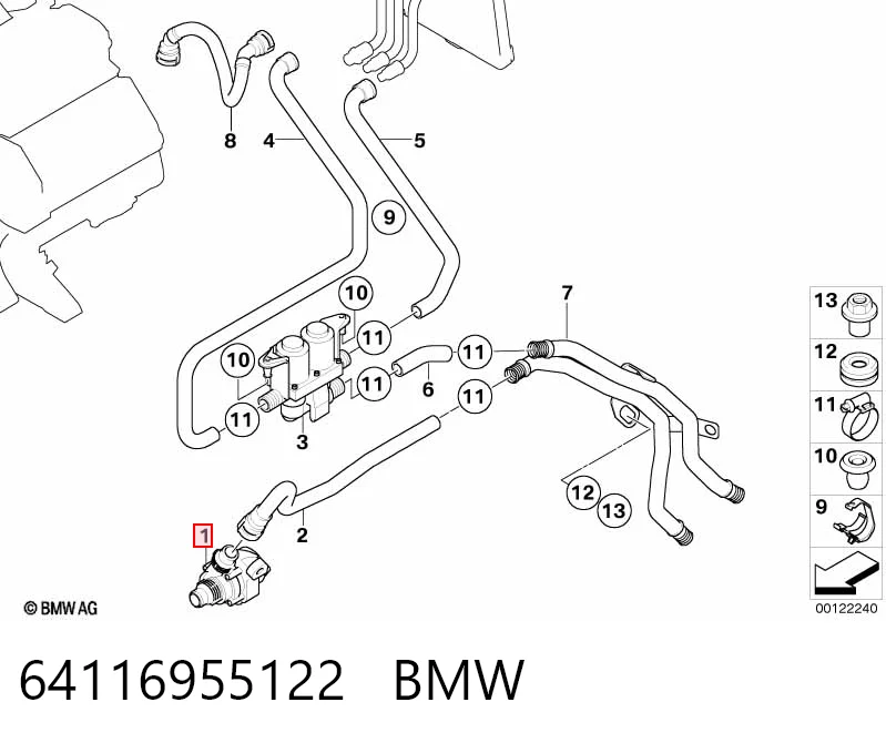 64116955122 BMW Водяной насос охлаждения электрический дополнительный