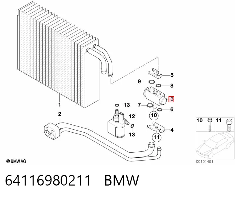 64116980211 BMW Терморегулирующий вентиль кондиционера