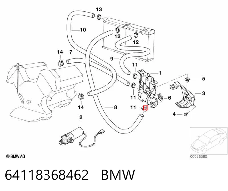 64118368462 BMW Кран системы отопления