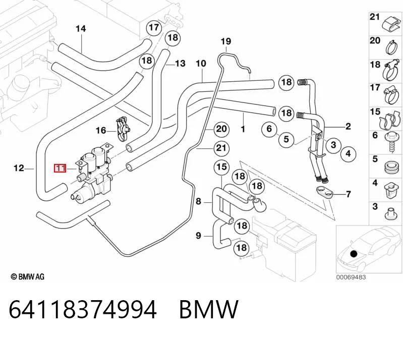 64118374994 BMW Кран системы отопления