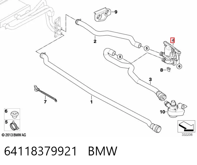 64118379921 BMW Кран системы отопления