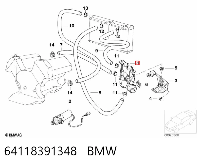 64118391348 BMW Кран системы отопления
