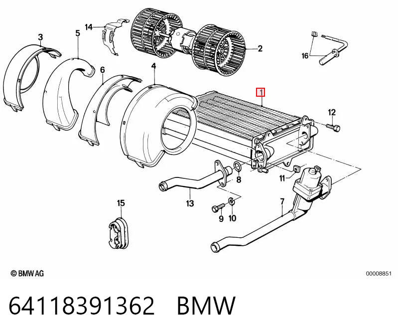 64118391362 BMW Радиатор отопителя салона