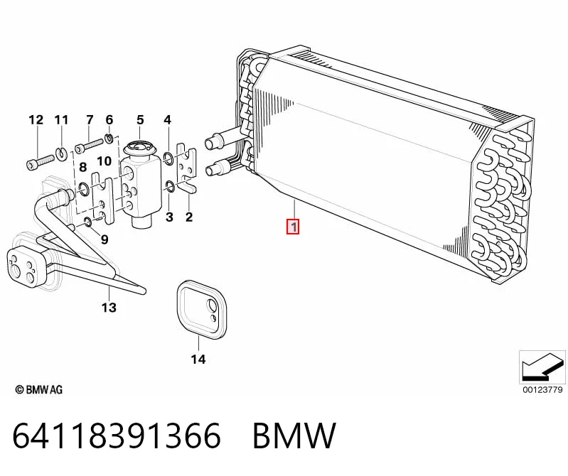 Радиатор испарителя кондиционера BMW 7 седан (E38) (1994 - 2001) цена, от 7.28 USD