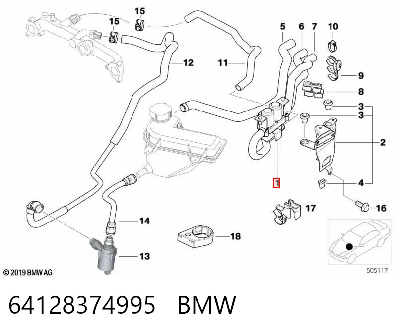 64128374995 BMW Кран системы отопления