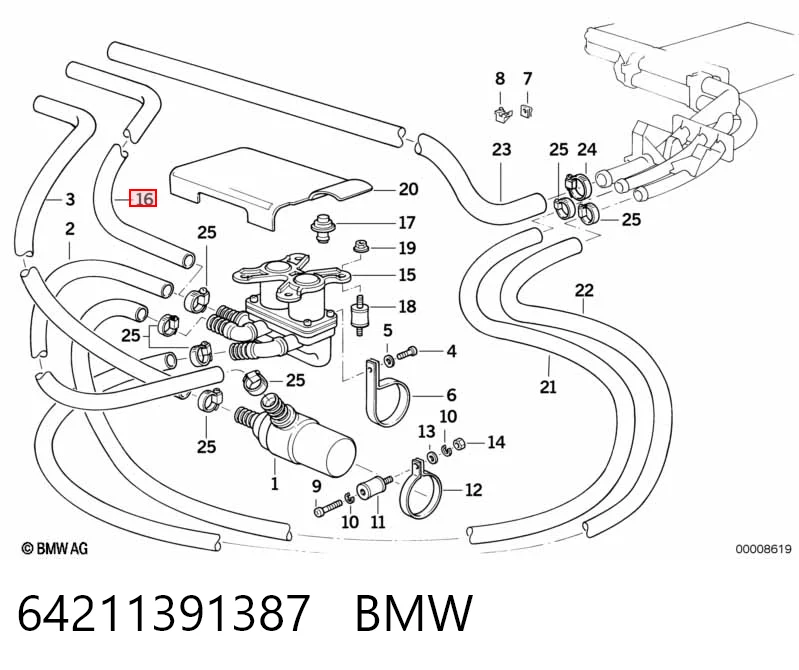 Шланг термостата на BMW 5  E34