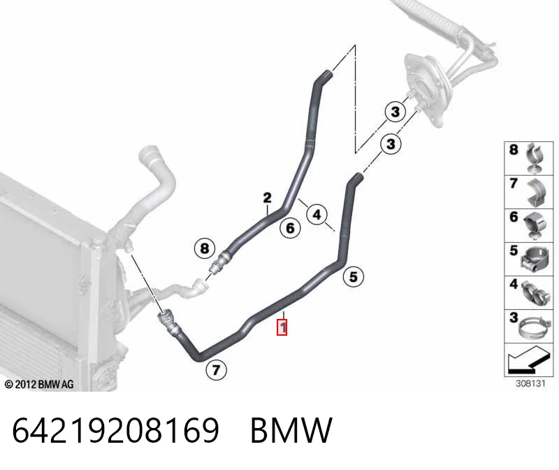 9208169 BMW Шланг радиатора печки