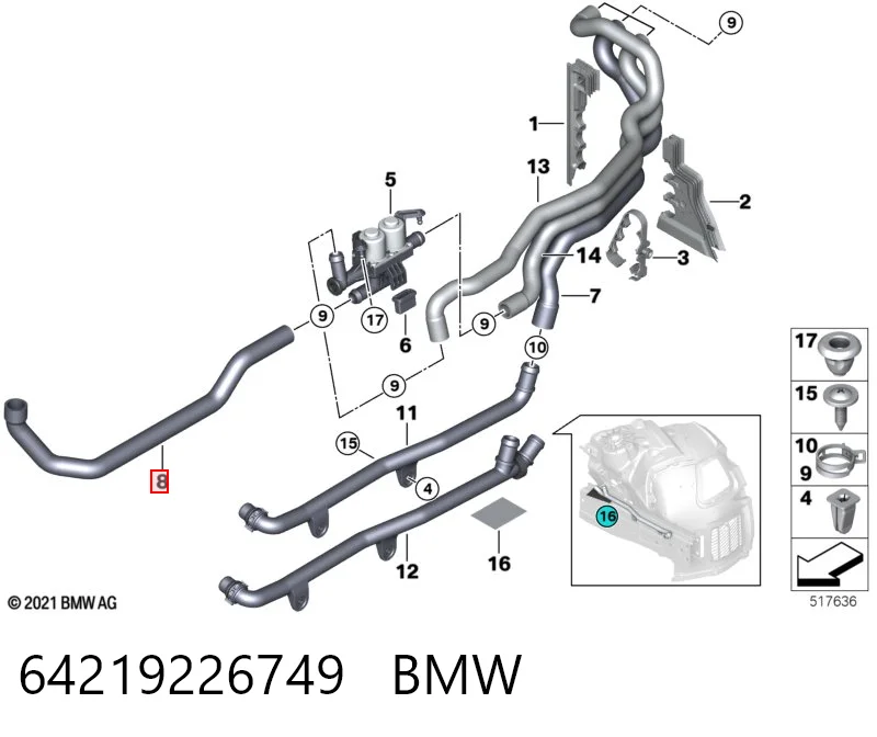 Шланг/патрубок системы охлаждения BMW 5 седан (F10) (2009 - 2016) цена, от 16.47 USD