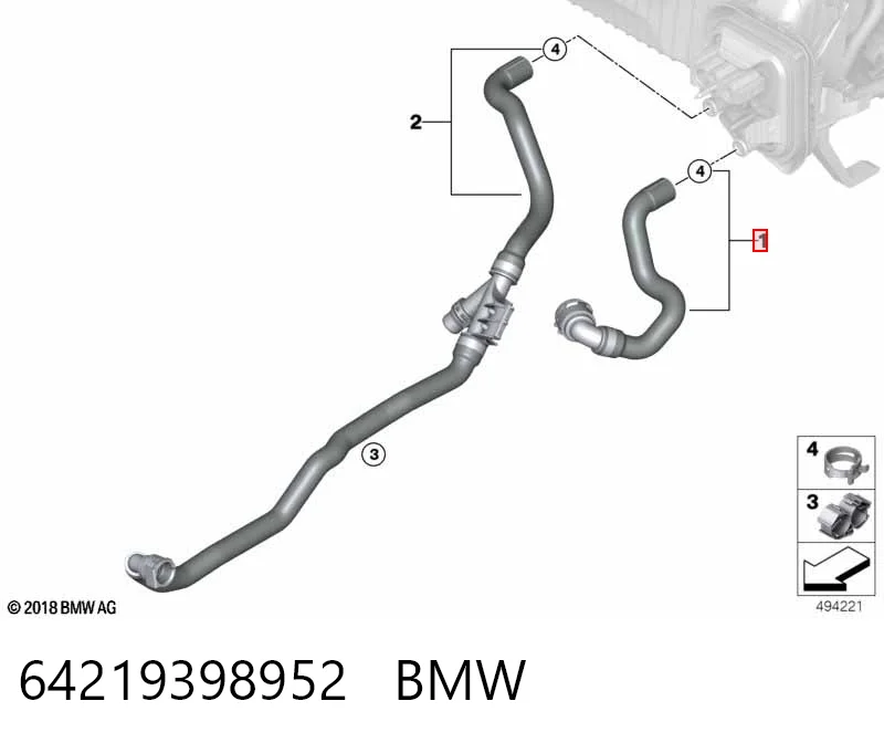 64219398952 BMW Шланг термостата