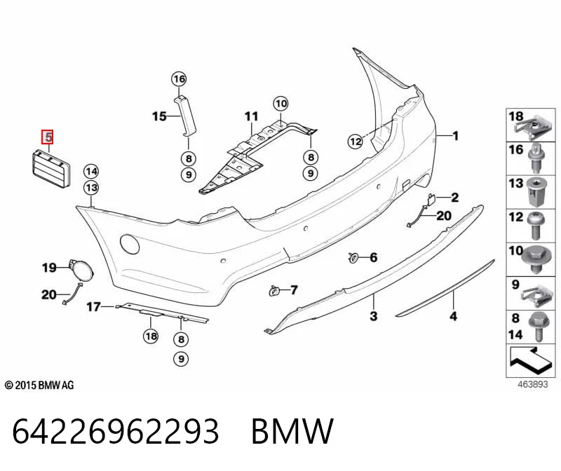 64226962293 BMW Решетка вентиляции салона задняя