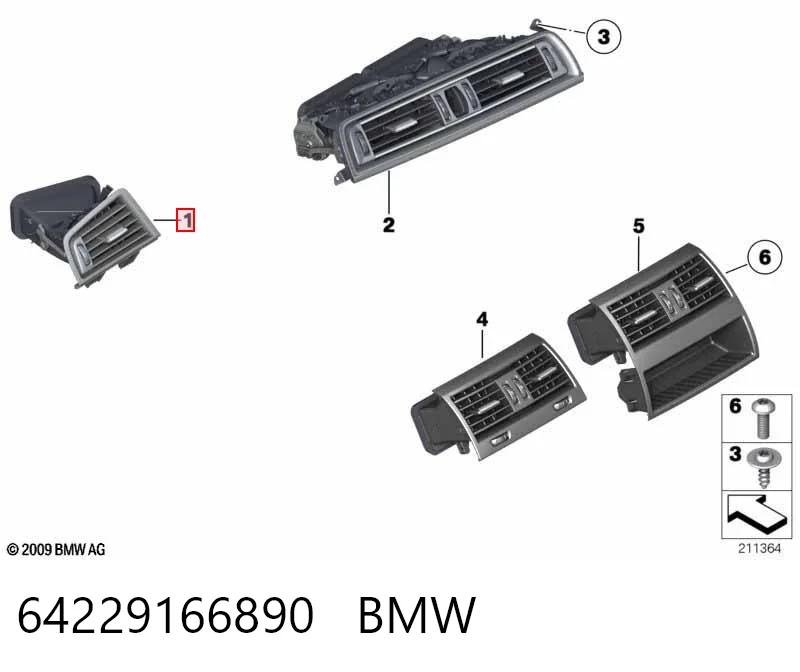 64229166890 BMW Воздуховод (распределитель воздуха под "торпедо") правый