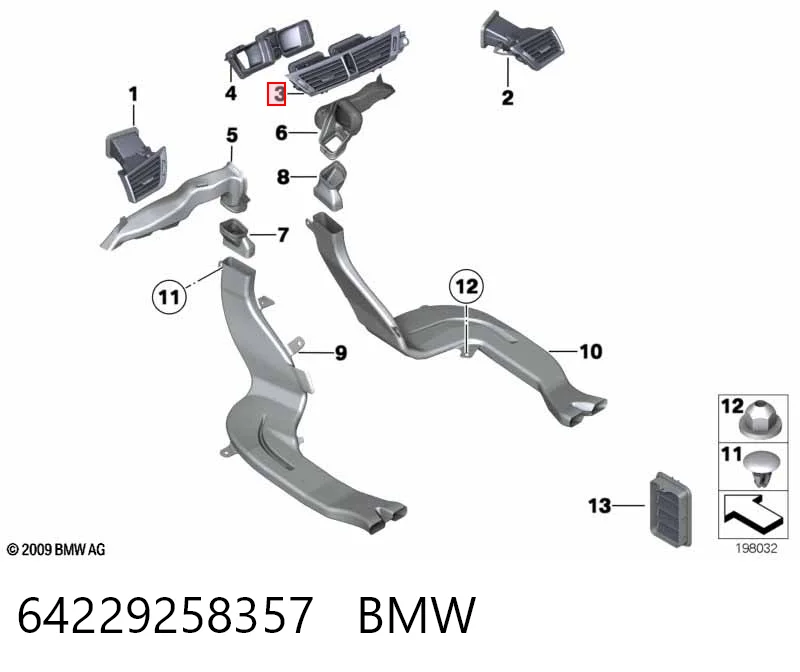 64229258357 BMW Решетка воздуховода