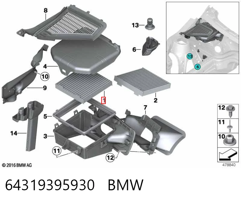 Фильтр салона BMW 64319395930