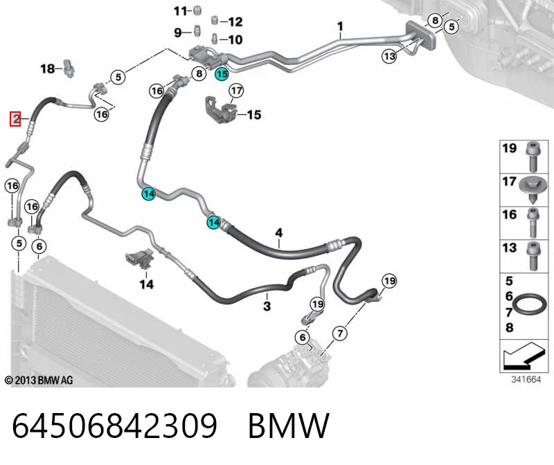 Купить 6842309 BMW Шланг кондиционера, от радиатора к испарителю