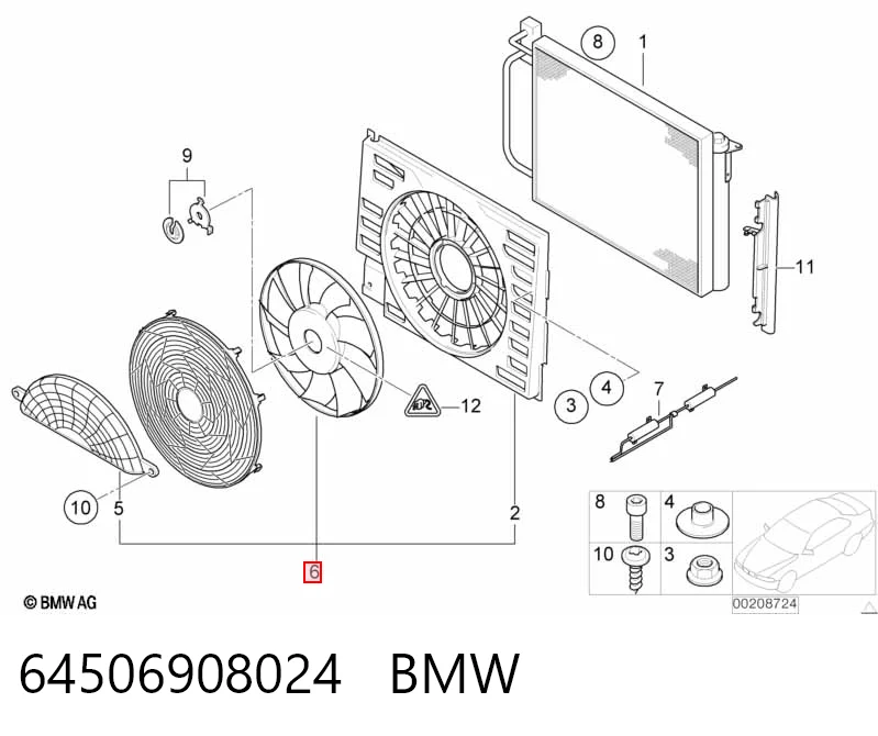 64506908024 BMW Диффузор радиатора охлаждения в сборе с мотором