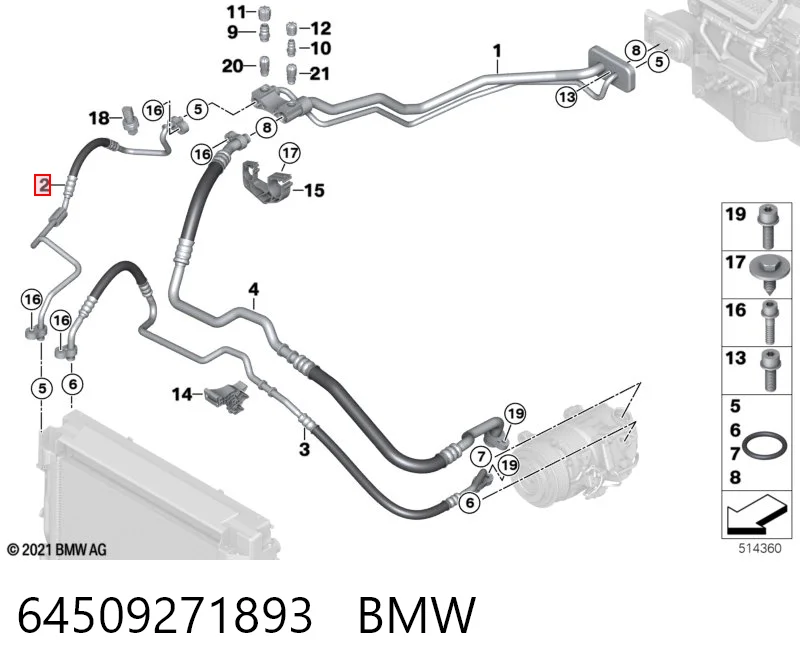 Шланг кондиционера, от радиатора к испарителю 6842309 BMW