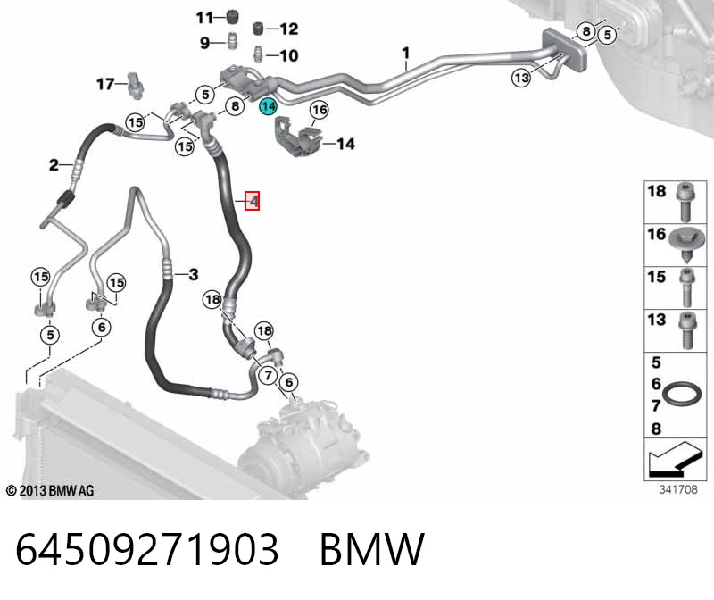 9271903 BMW Шланг кондиционера, от испарителя к компрессору