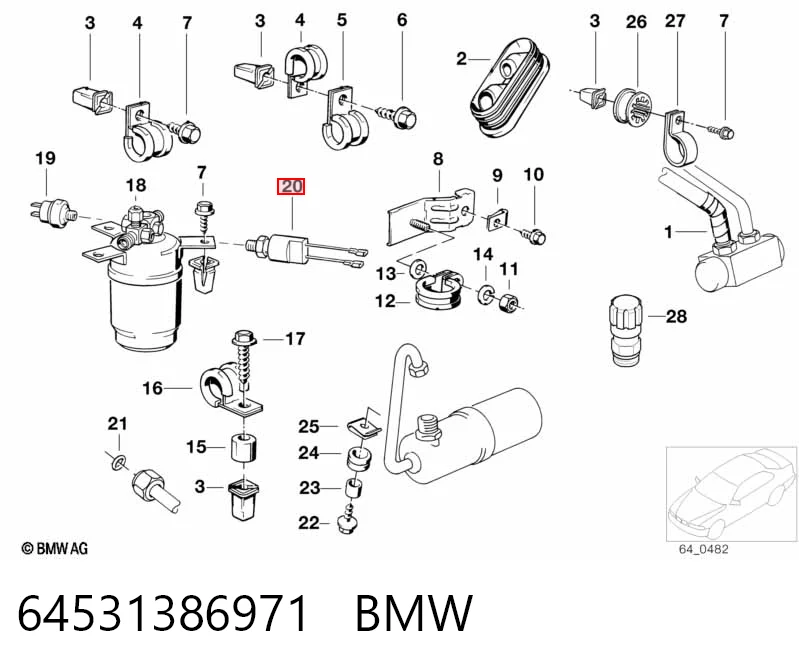 Датчик абсолютного давления кондиционера BMW 5 седан (E28) (1980 - 1990) цена, от 30.68 USD
