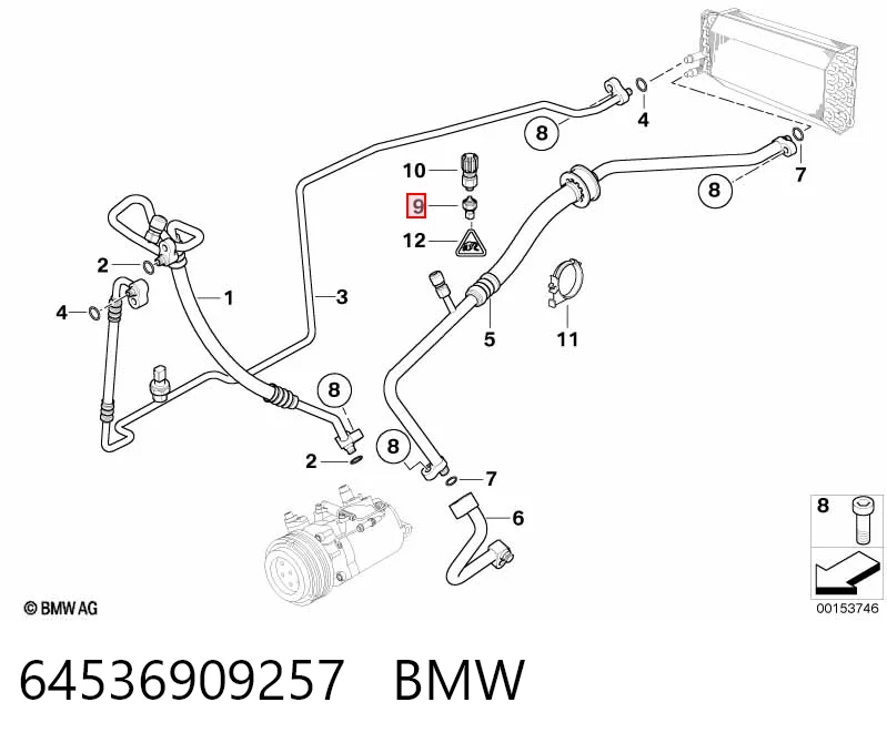 64536909257 BMW Клапан давления кондиционера