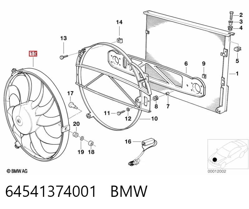 64541374001 BMW Вентилятор радиатора кондиционера