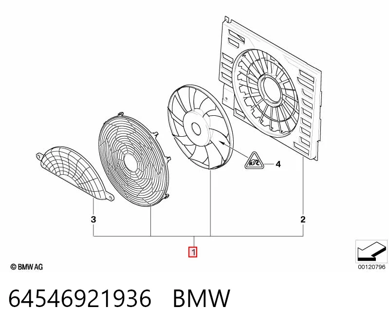 64546921936 BMW Вентилятор кондиционера в сборе