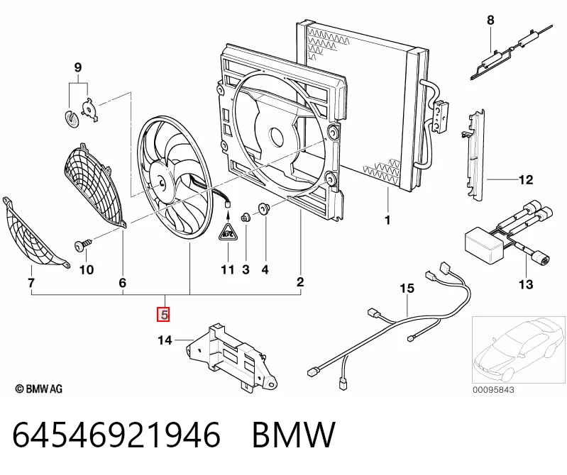 64546921946 BMW Диффузор радиатора кондиционера, в сборе с крыльчаткой и мотором